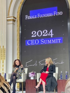 A fireside chat on stage at the Female Founders Fund 2024 CEO Summit