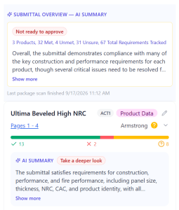 Remy submittal overview AI summary and Ultima Beveled High NRC product status