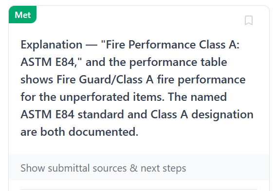 Remy Met requirement explanation for ASTM E84 Class A fire performance